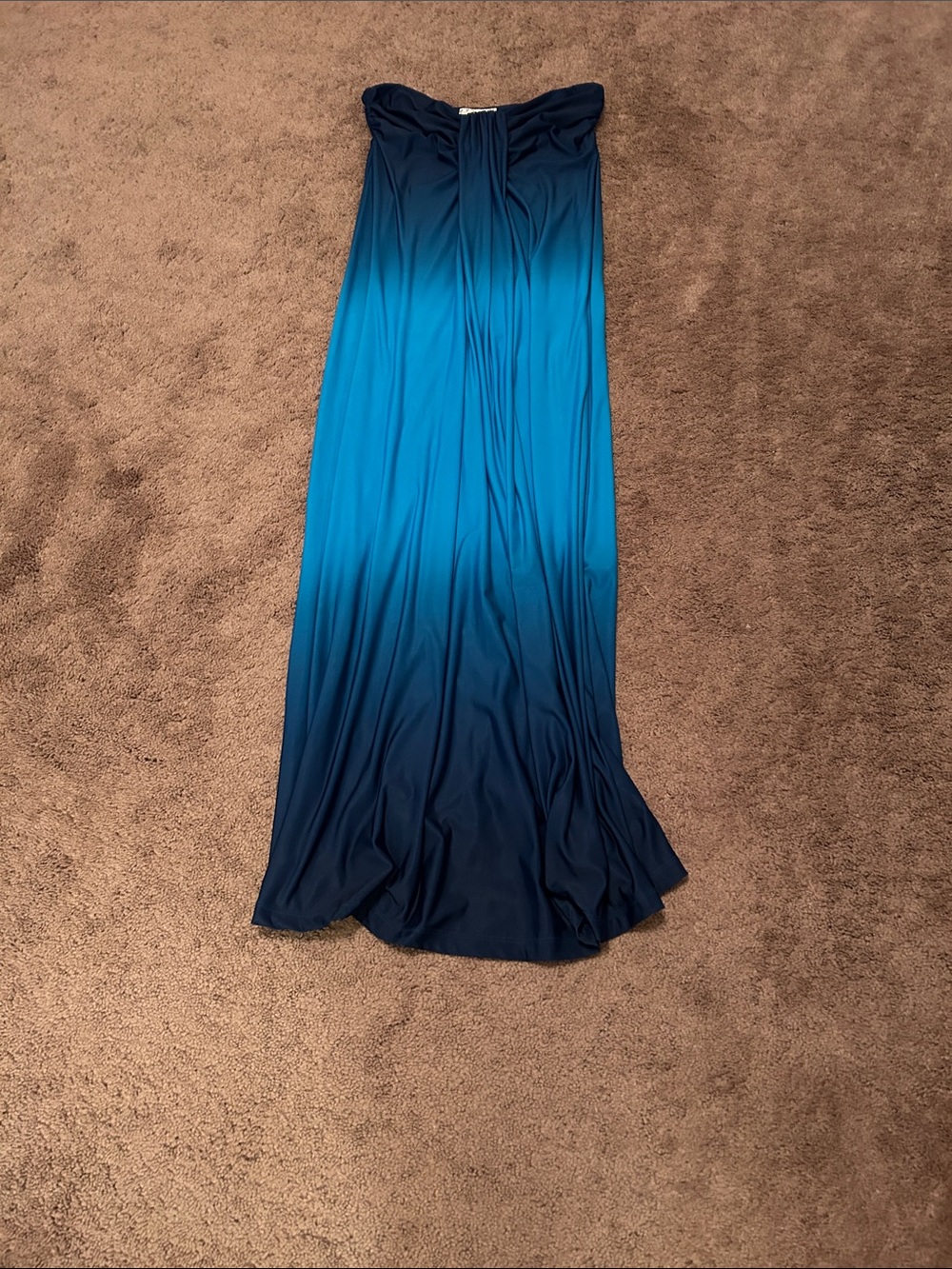 Strapless Ombre Maxi Dress in Blue